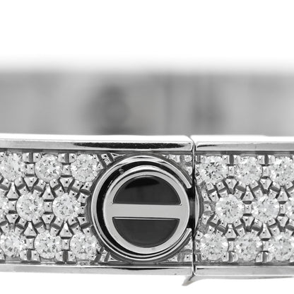 Cartier 18K White Gold Diamond Ceramic LOVE Paved Bracelet 19 4 of 6