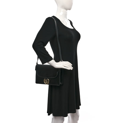 Gucci Textured Calfskin Small Torchon GG Ring Shoulder Bag Black 2 of 9