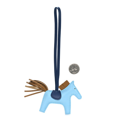 Hermes Milo Lambskin Grigri Rodeo Horse Bag Charm PM Celeste Bleu De Malte Kraft 2 of 4