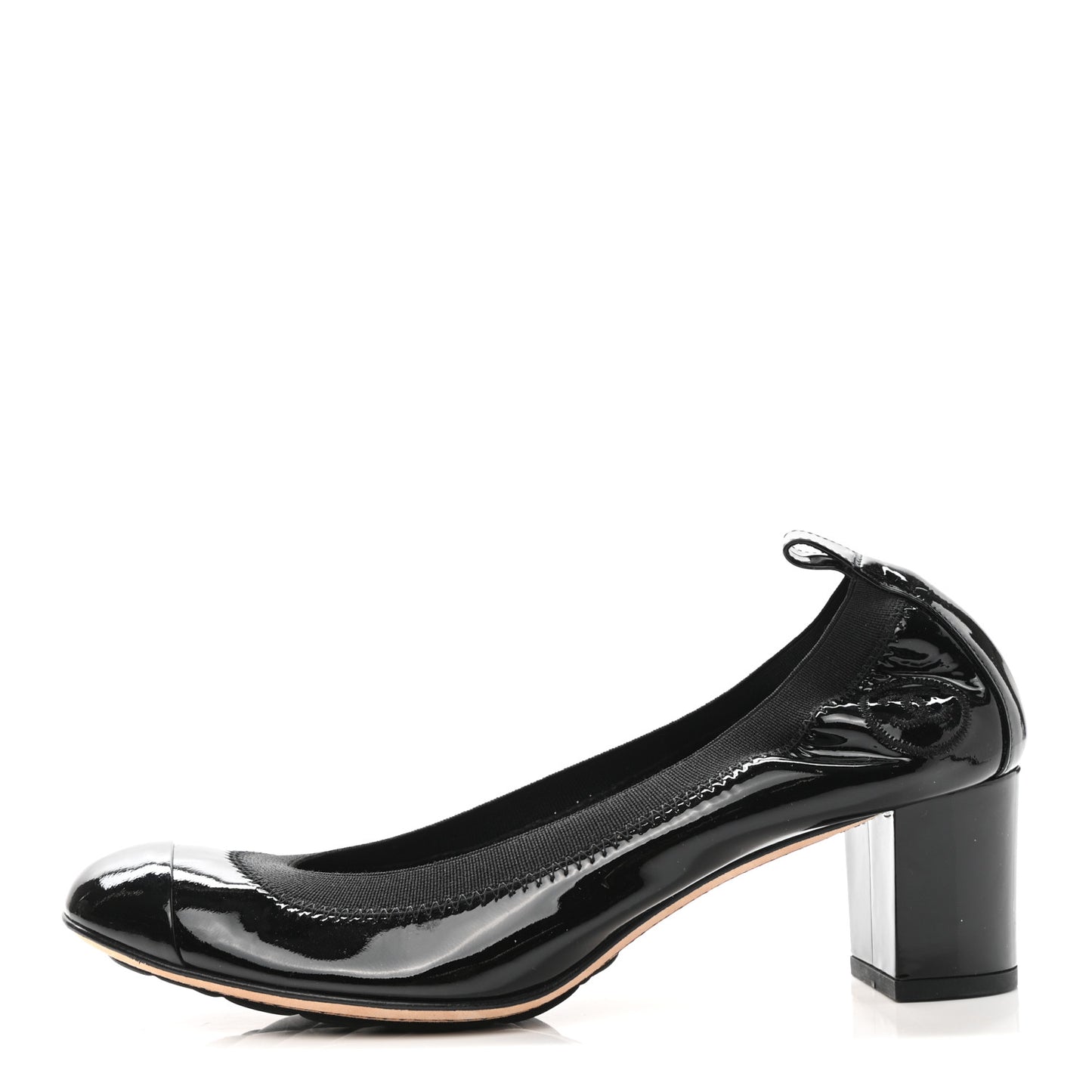 Lambskin Patent CC Elastic Stretch Pumps 36.5 Black