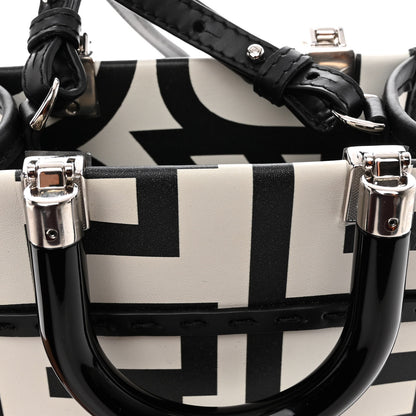 Fendi X MARC JACOBS Vitello King Plexiglass Logo Print Mini Fendi Sunshine Shopper Tote Black White 10 of 10