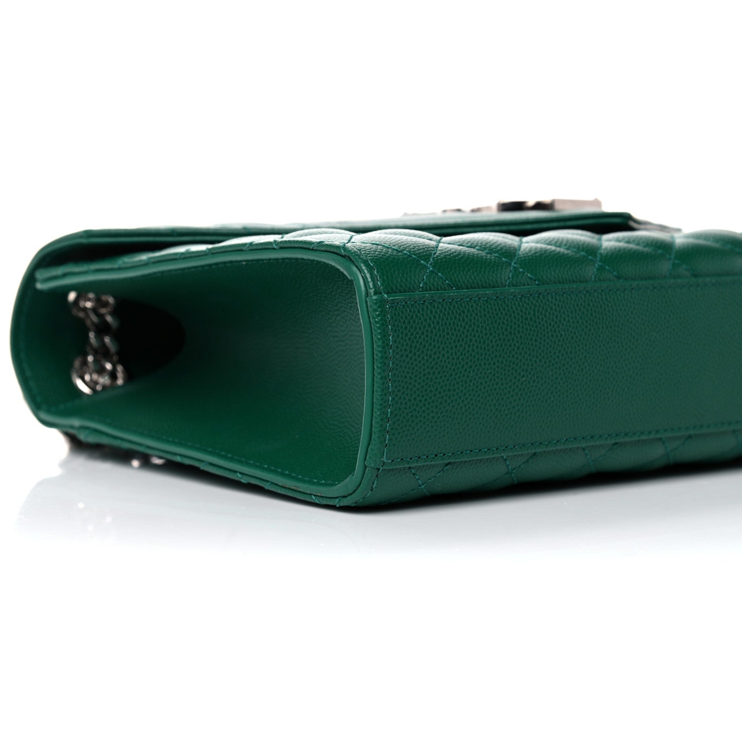 Saint Laurent Grain De Poudre Textured Mixed Matelasse Triquilt Medium Monogram Satchel Green 9 of 16