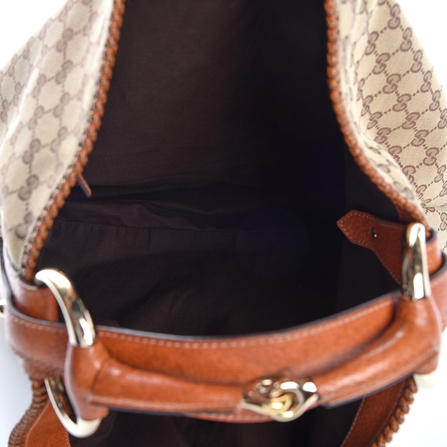 Monogram Large Horsebit Chain Hobo Brown