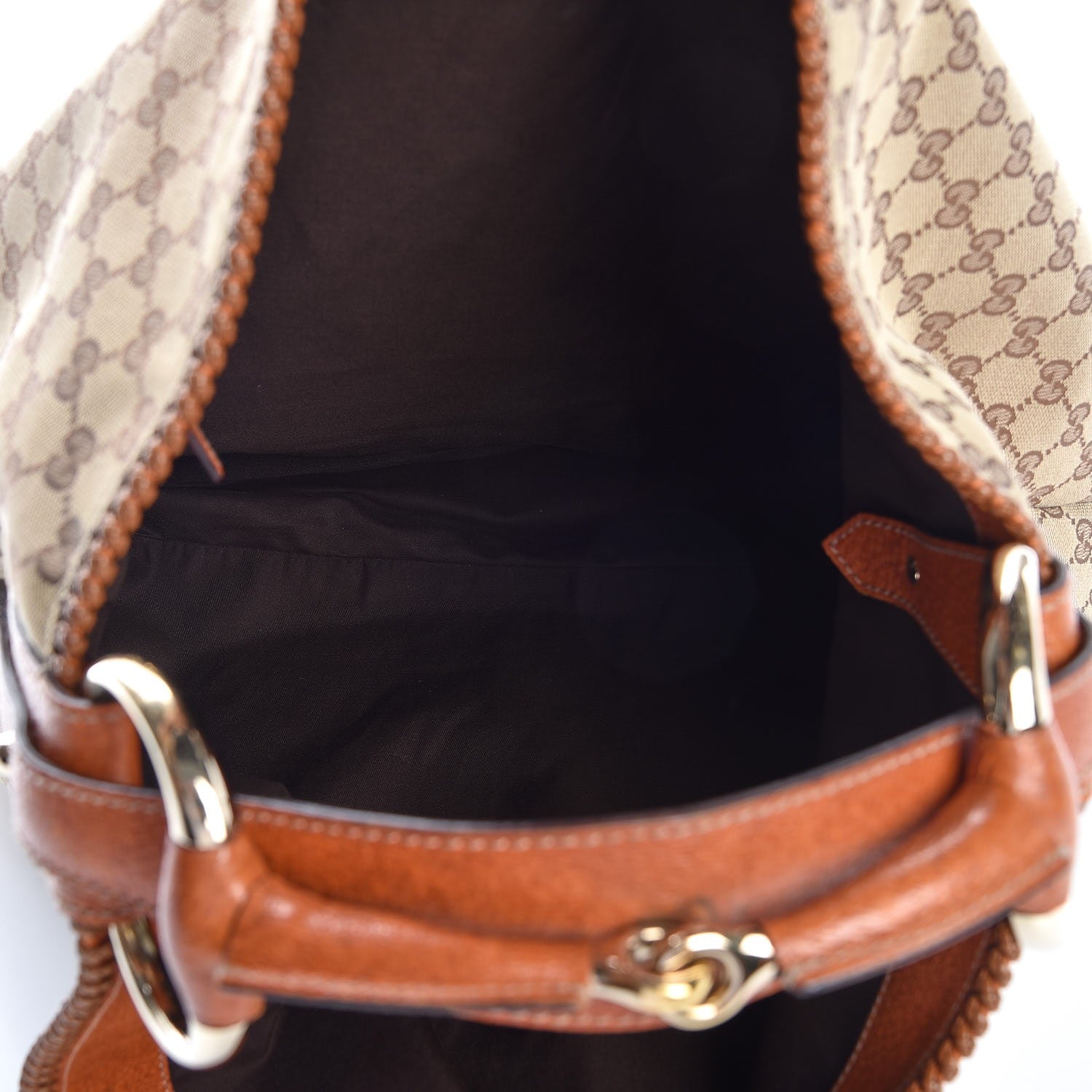 Gucci Monogram Large Horsebit Chain Hobo Brown 5 of 8