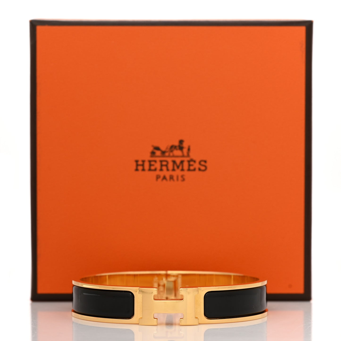 Enamel Narrow Clic Clac H Bracelet GM Black