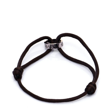 Cartier 18K White Gold Charity LOVE Adjustable Cord Bracelet Brown 3 of 5