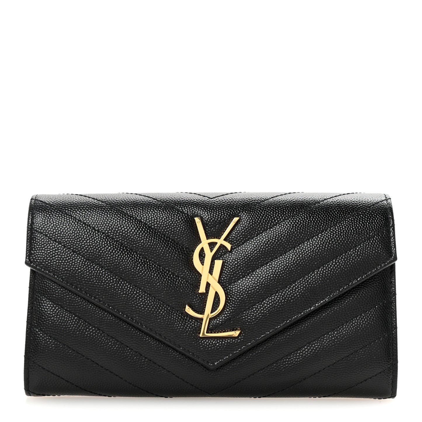 Grain De Poudre Matelasse Chevron Monogram Flap Wallet Black