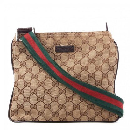 Gucci Monogram Web Small Flat Messenger Bag Brown 1 of 8