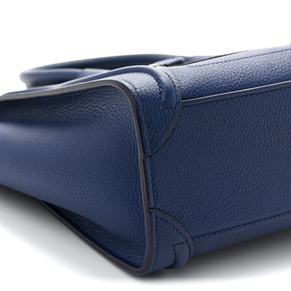 Celine Drummed Calfskin Nano Luggage Indigo 10 of 11