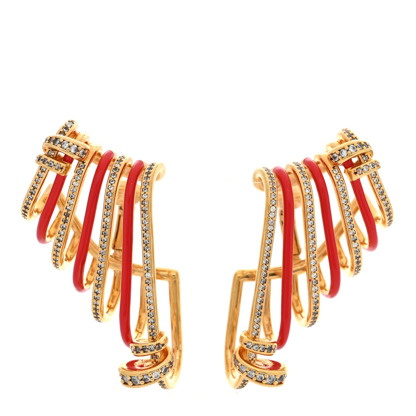 Metal Resin Crystal Filo Ear Cuffs Gold Orange