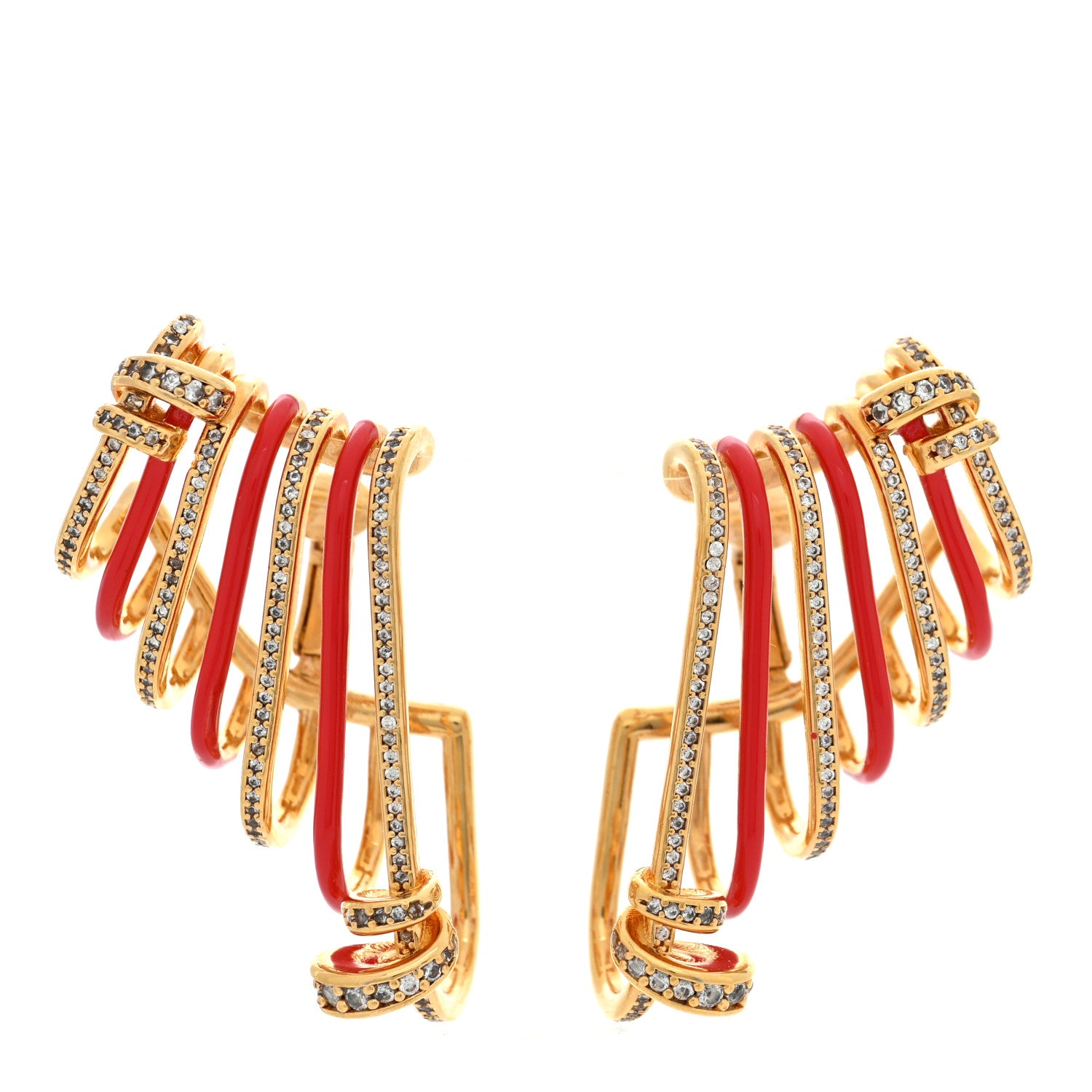 Fendi Metal Resin Crystal Filo Ear Cuffs Gold Orange 1 of 5