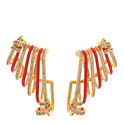 Fendi Metal Resin Crystal Filo Ear Cuffs Gold Orange 1 of 5