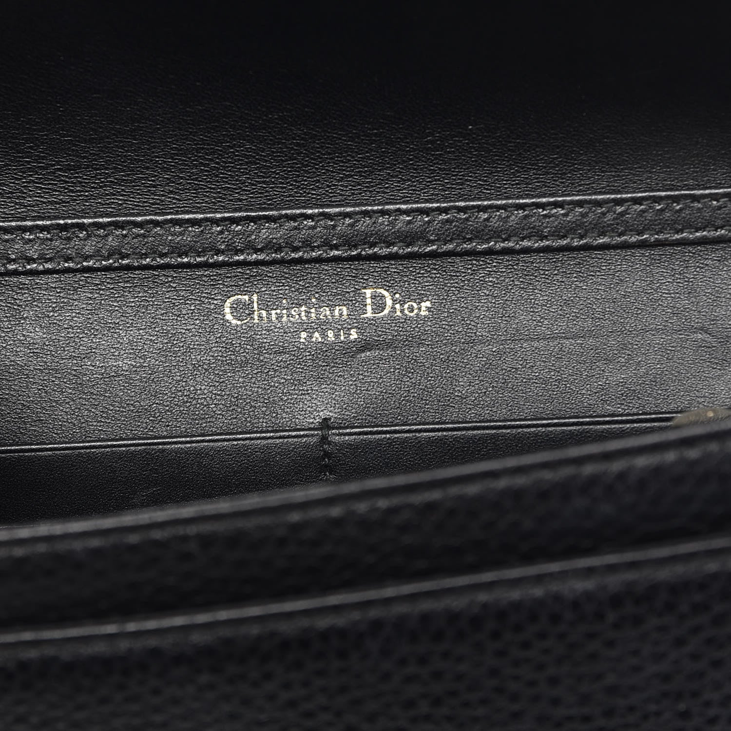 Christian Dior Grained Calfskin Diorama Wallet on Chain Pouch Black 6 of 9