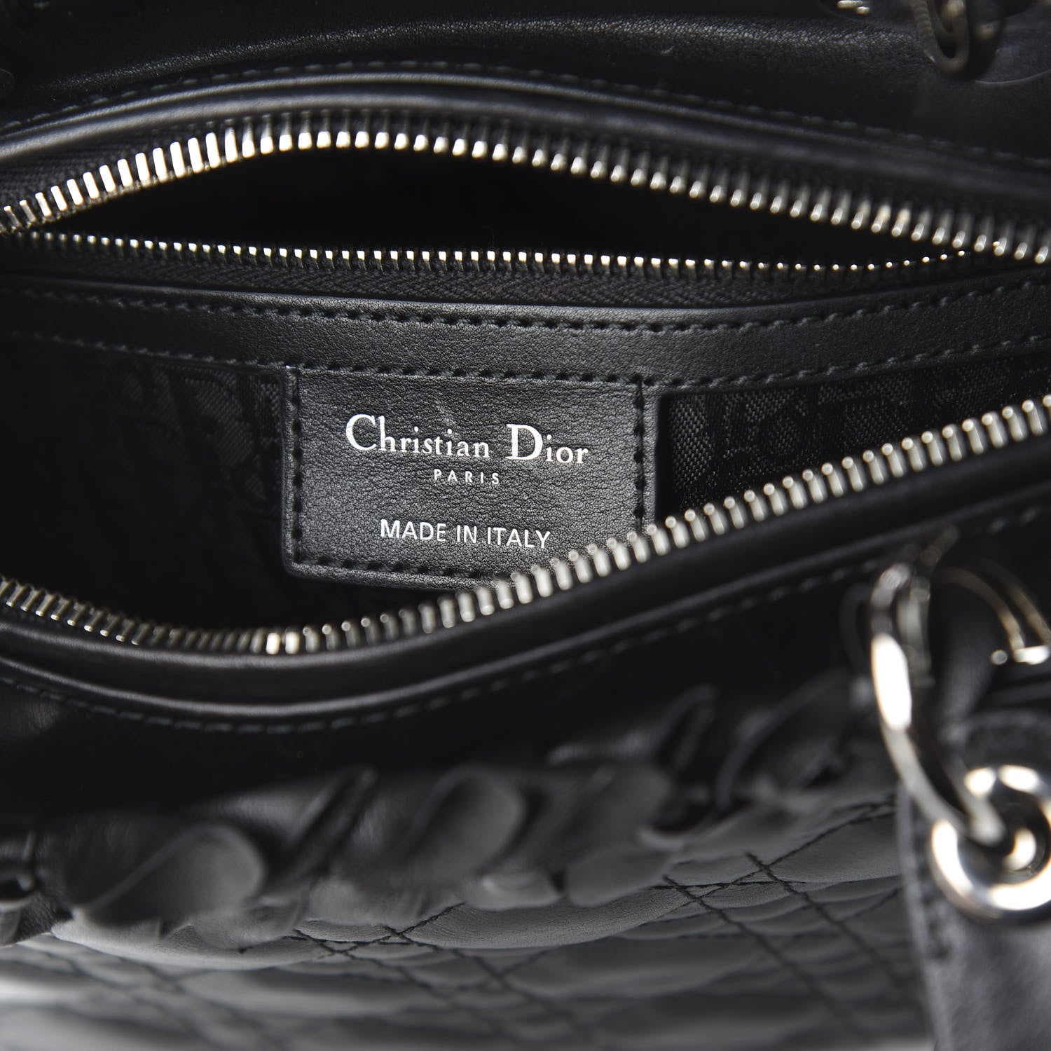 Christian Dior Lambskin Cannage Bow Medium Lady Dior Black 7 of 11