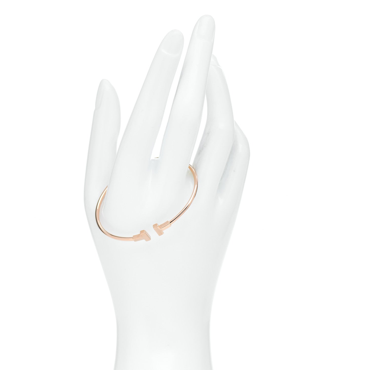 Tiffany 18K Rose Gold Narrow T Wire Bracelet 2 of 5