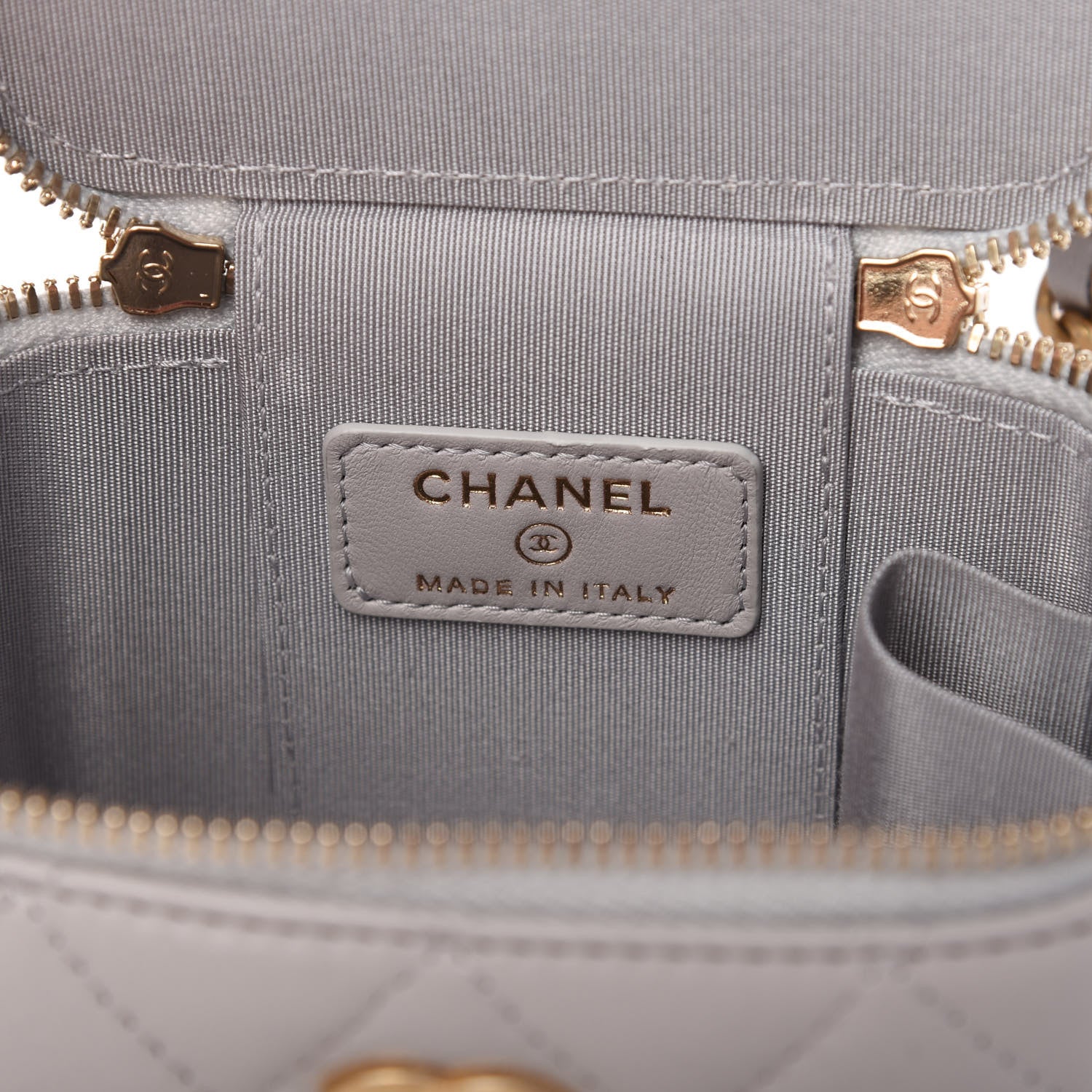 Chanel Lambskin Quilted Top Handle Mini Vanity Case With Chain Grey 9 of 10