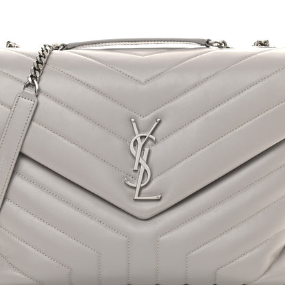 Saint Laurent Calfskin Y Quilted Monogram Medium Loulou Chain Satchel Granite 7 of 9