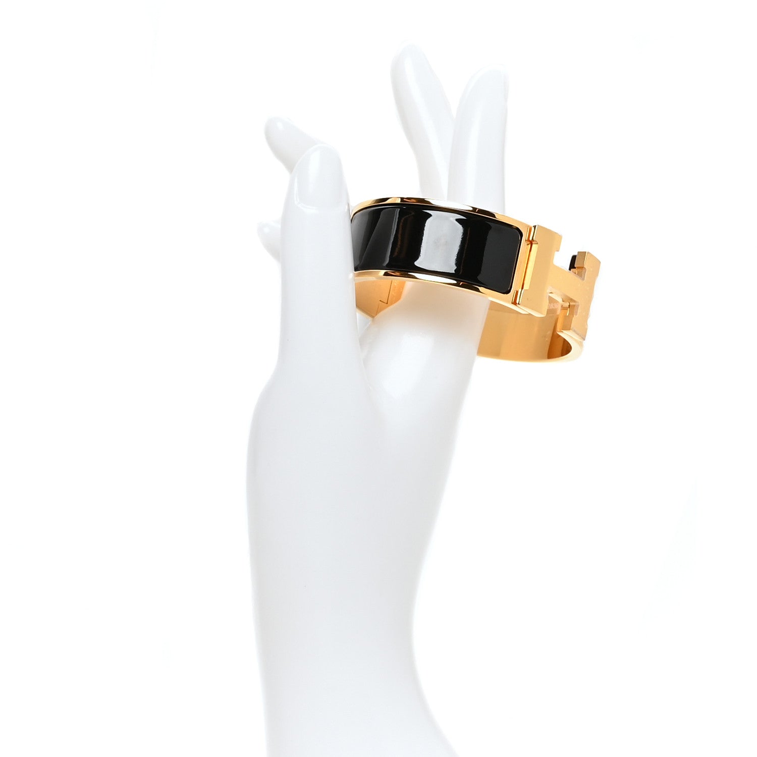Hermes Enamel Wide Clic Clac H Bracelet GM Black 2 of 5