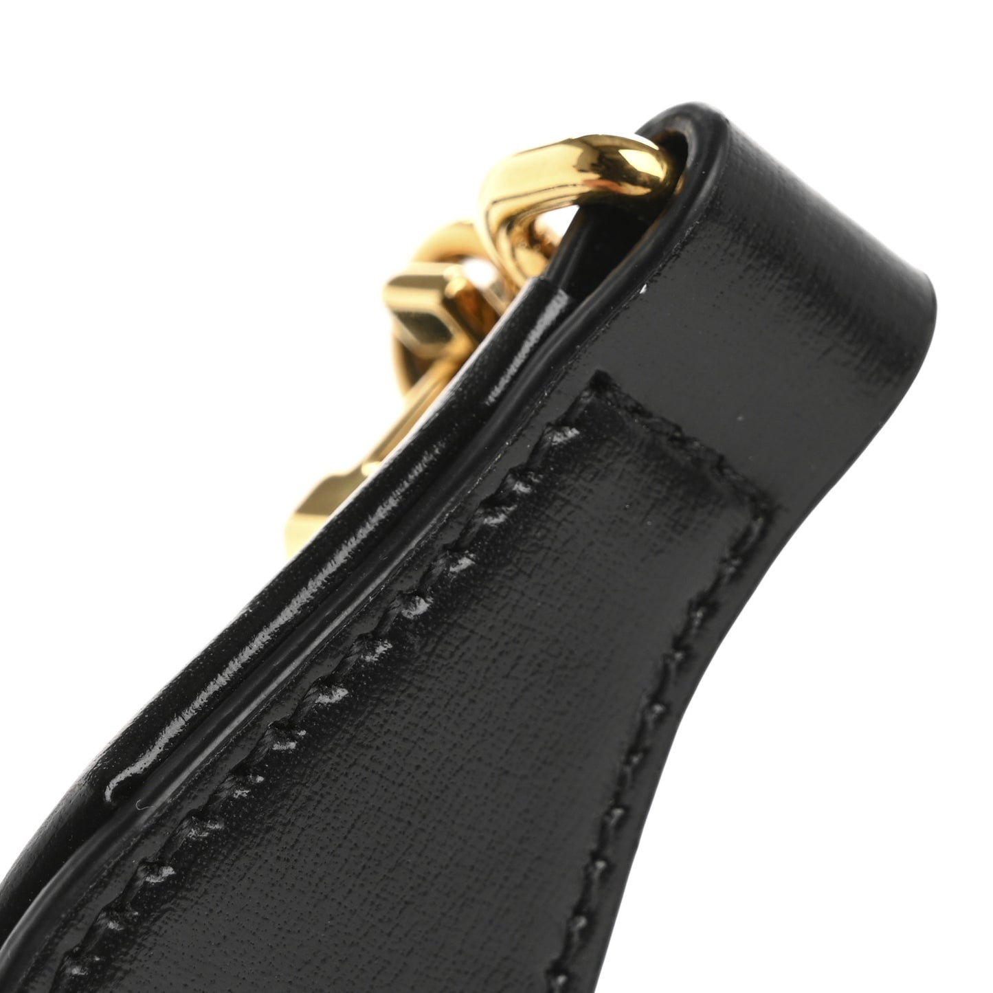 Calfskin Studded Logo Shoulder Strap Black