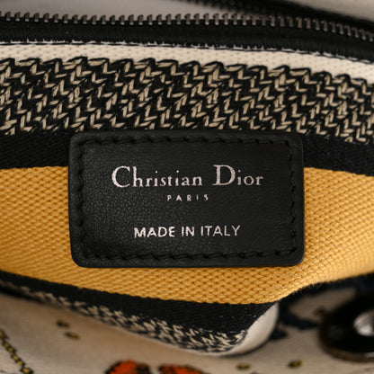 Christian Dior Canvas Pixel Zodiac Embroidered Medium Lady D-Lite Ecru Multicolor 6 of 11