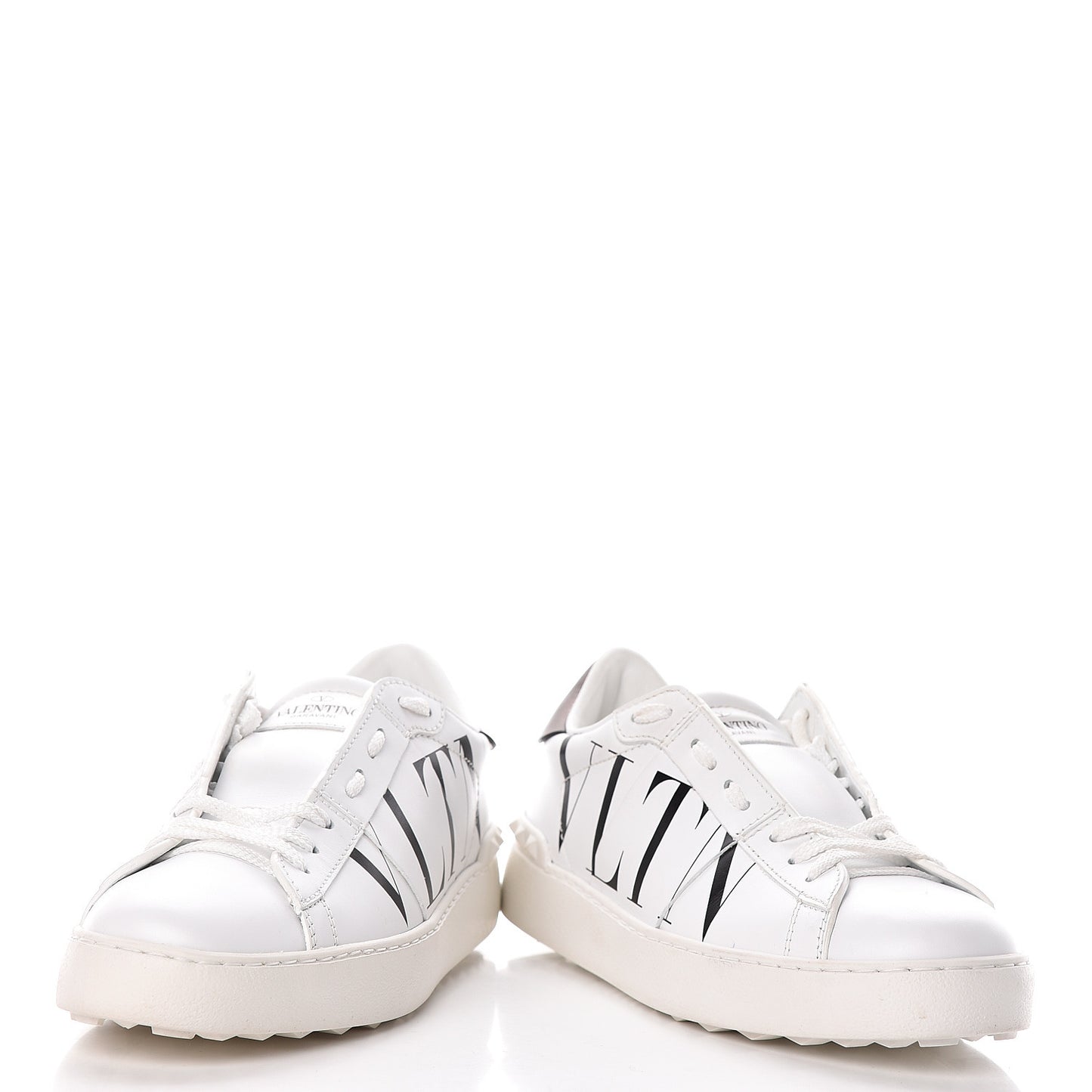Calfskin VLTN Rockstud Open Sneakers 37.5 White