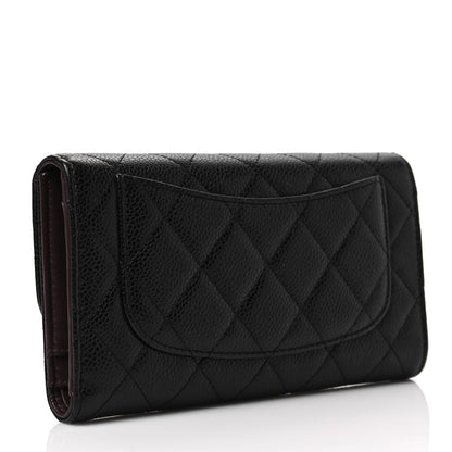 Chanel Caviar Quilted Large Gusset Flap Wallet Black 3 of 7