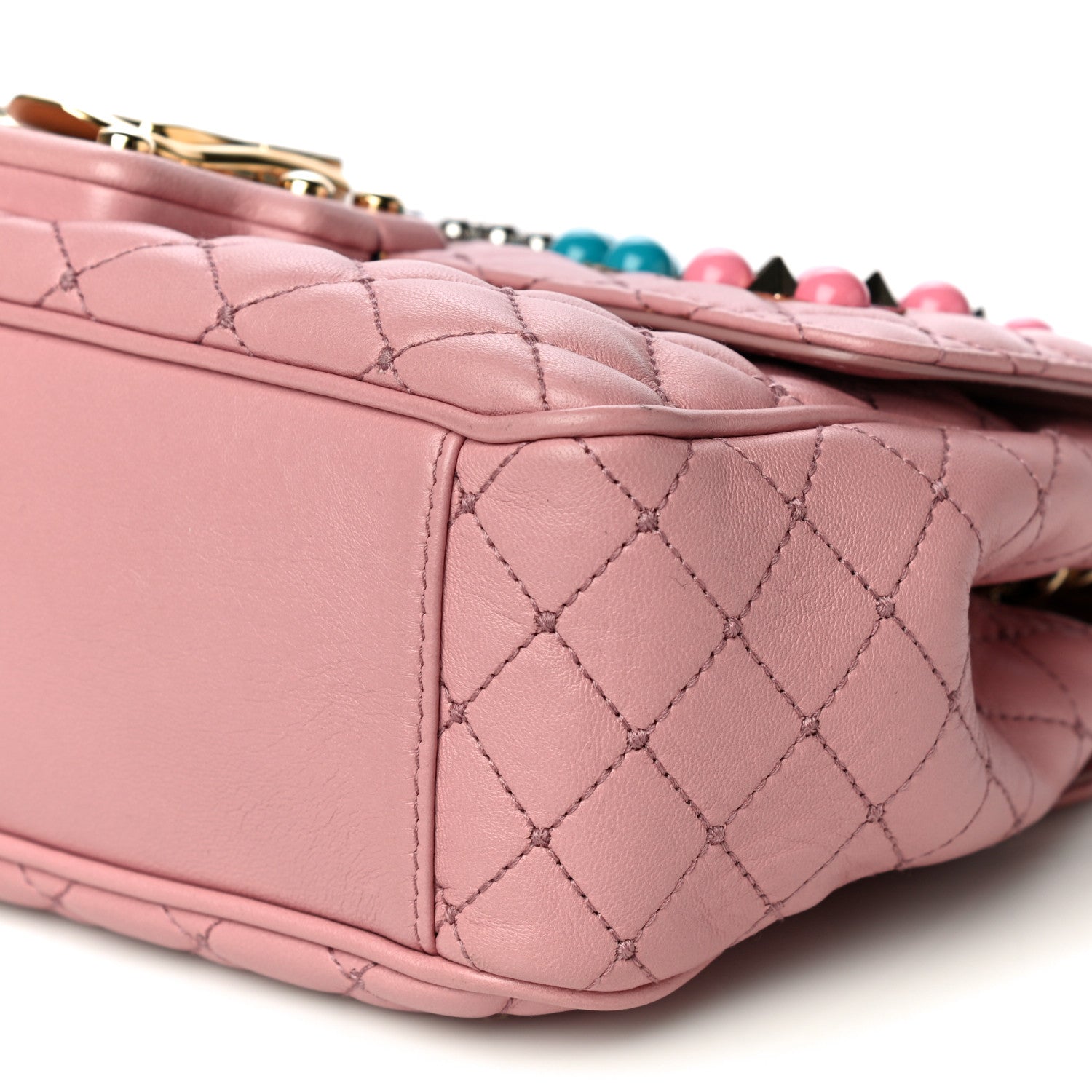 Dolce & Gabbana Lambskin Watersnake Embellished Lucia Shoulder Bag Rosa 13 of 15