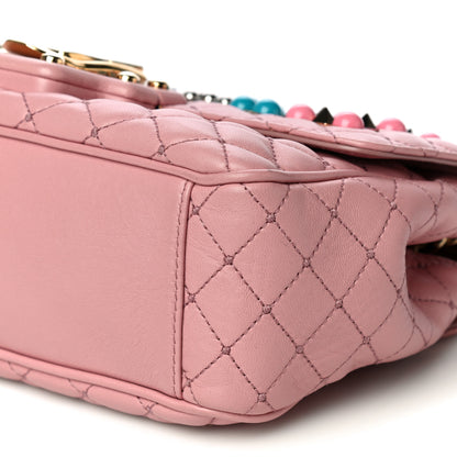 Dolce & Gabbana Lambskin Watersnake Embellished Lucia Shoulder Bag Rosa 13 of 15