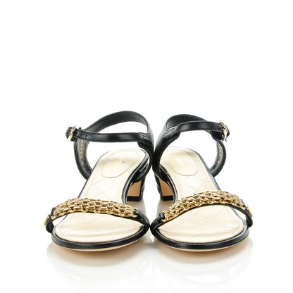 Chanel Lambskin Quilted Reissue Chain Pearl CC Sandals 37 Black 2 of 8