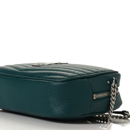 Saint Laurent Grain De Poudre Matelasse Monogram Mini Lou Camera Bag Petrol Green 10 of 12
