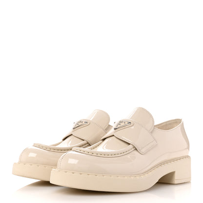 Prada Vernice Metal Triangle Logo 50mm Loafers 39.5 Avorio 4 of 11