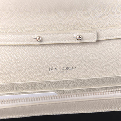 Saint Laurent Grain De Poudre Matelasse Chevron Monogram Chain Wallet Optical White 8 of 10