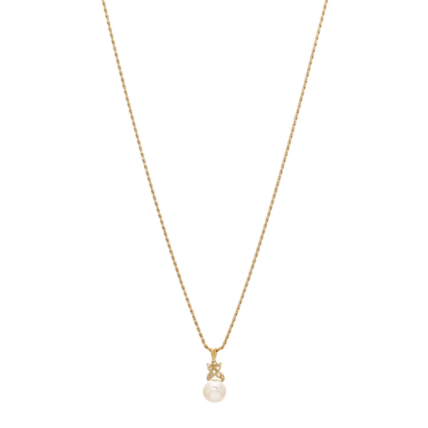 Parker & West by FASHIONPHILE 18K Yellow Gold Diamond Akoya Cultured Pearl Pendant Necklace 1 of 5