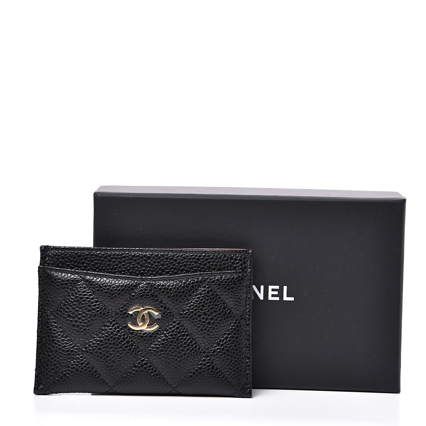 Caviar Quilted Card Holder Black