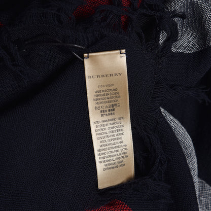 Burberry Merino Wool House Check Scarf Navy 4 of 4
