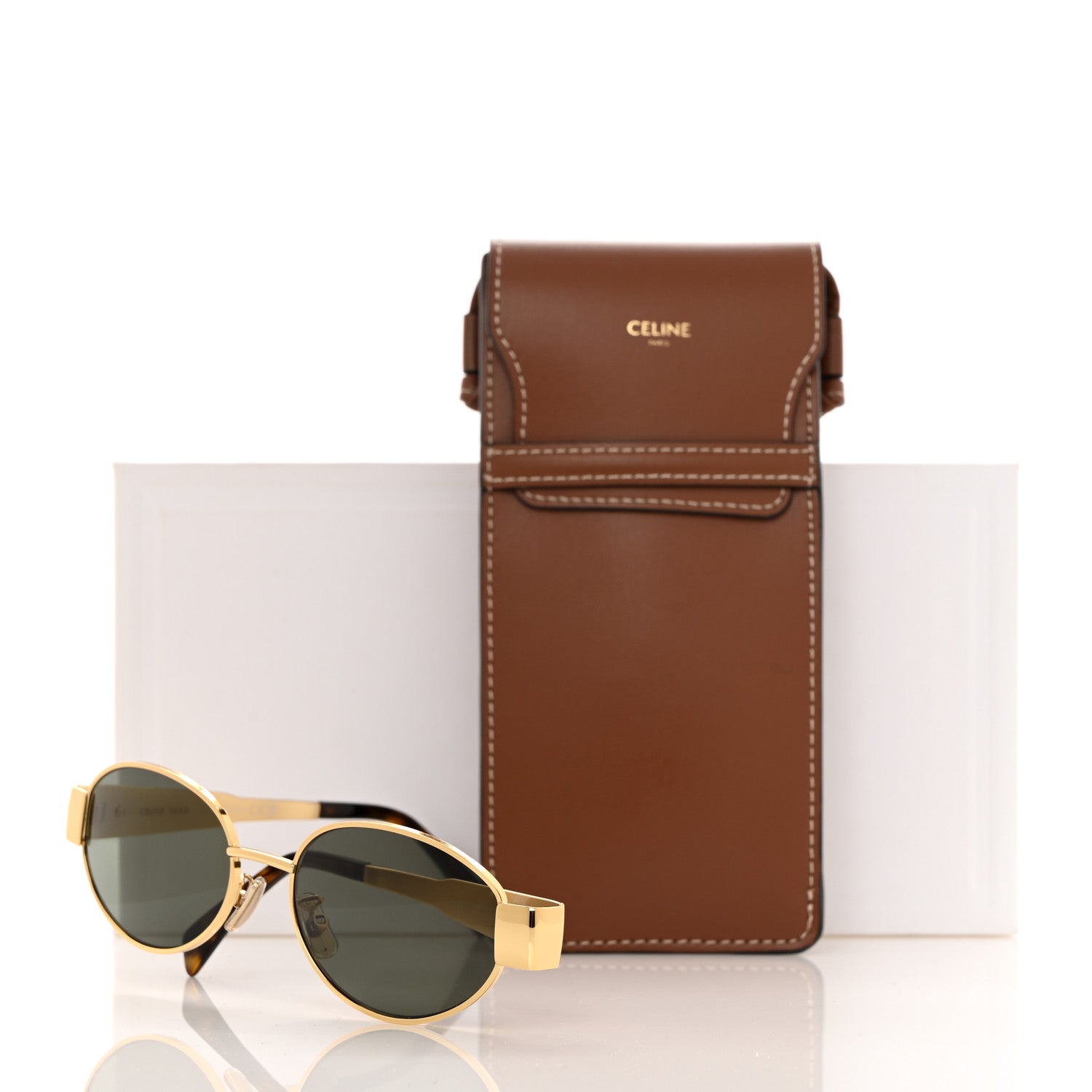Celine Metal Triomphe 01 Sunglasses CL40235U Gold Green 7 of 7