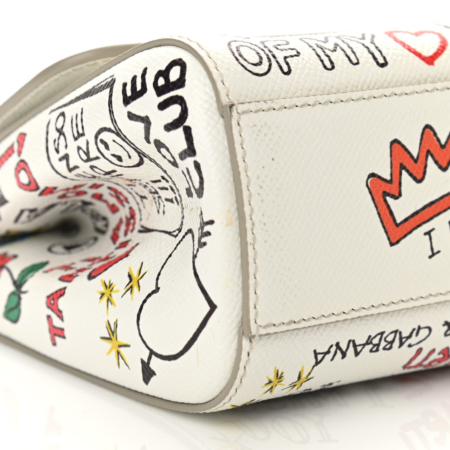 Dauphine Graffiti Printed Small Miss Sicily Satchel White