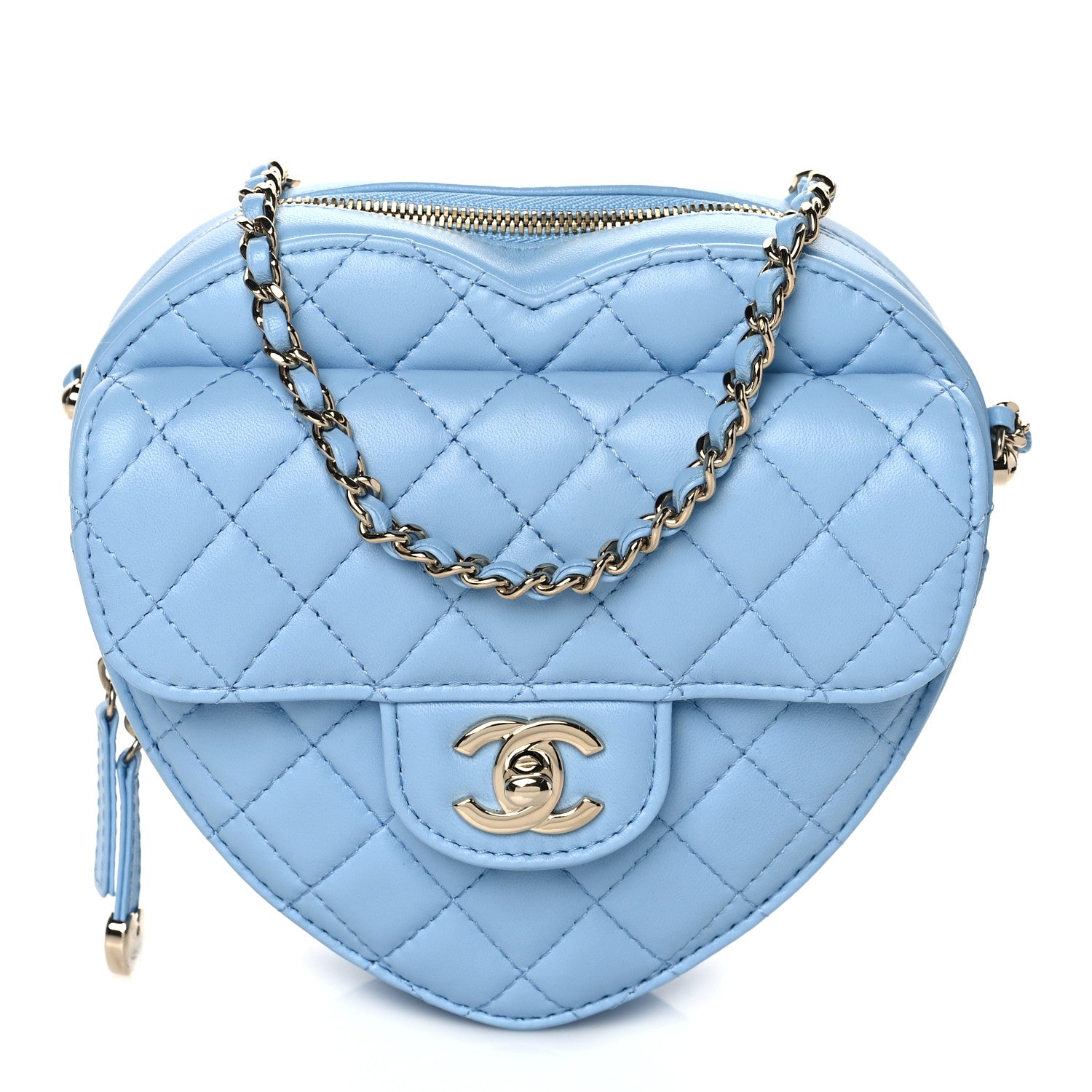 Chanel Lambskin Quilted CC In Love Heart Bag Light Blue 1 of 9