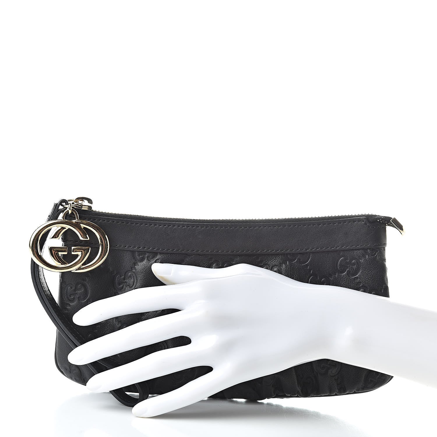Gucci Guccissima Signature New Britt Wristlet Black 2 of 9