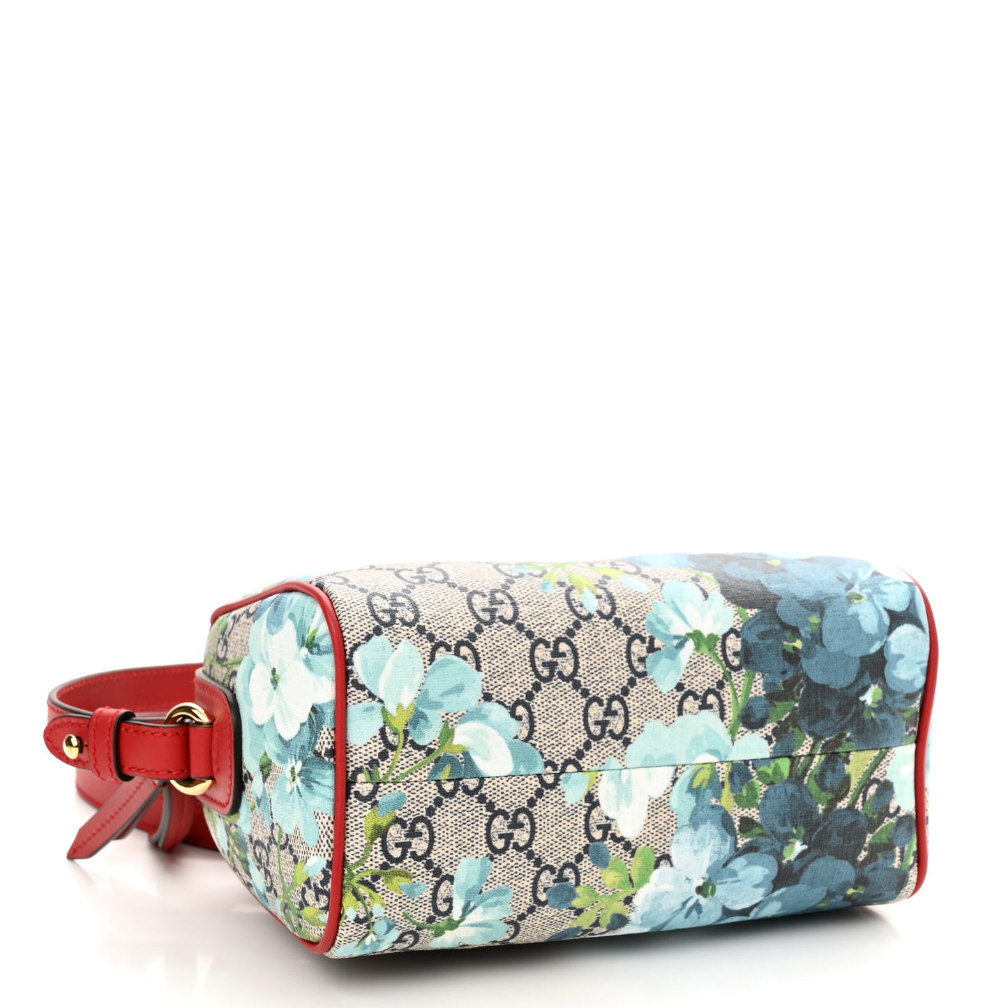 GG Supreme Monogram Blooms Mini Boston Navy Blue Hibiscus