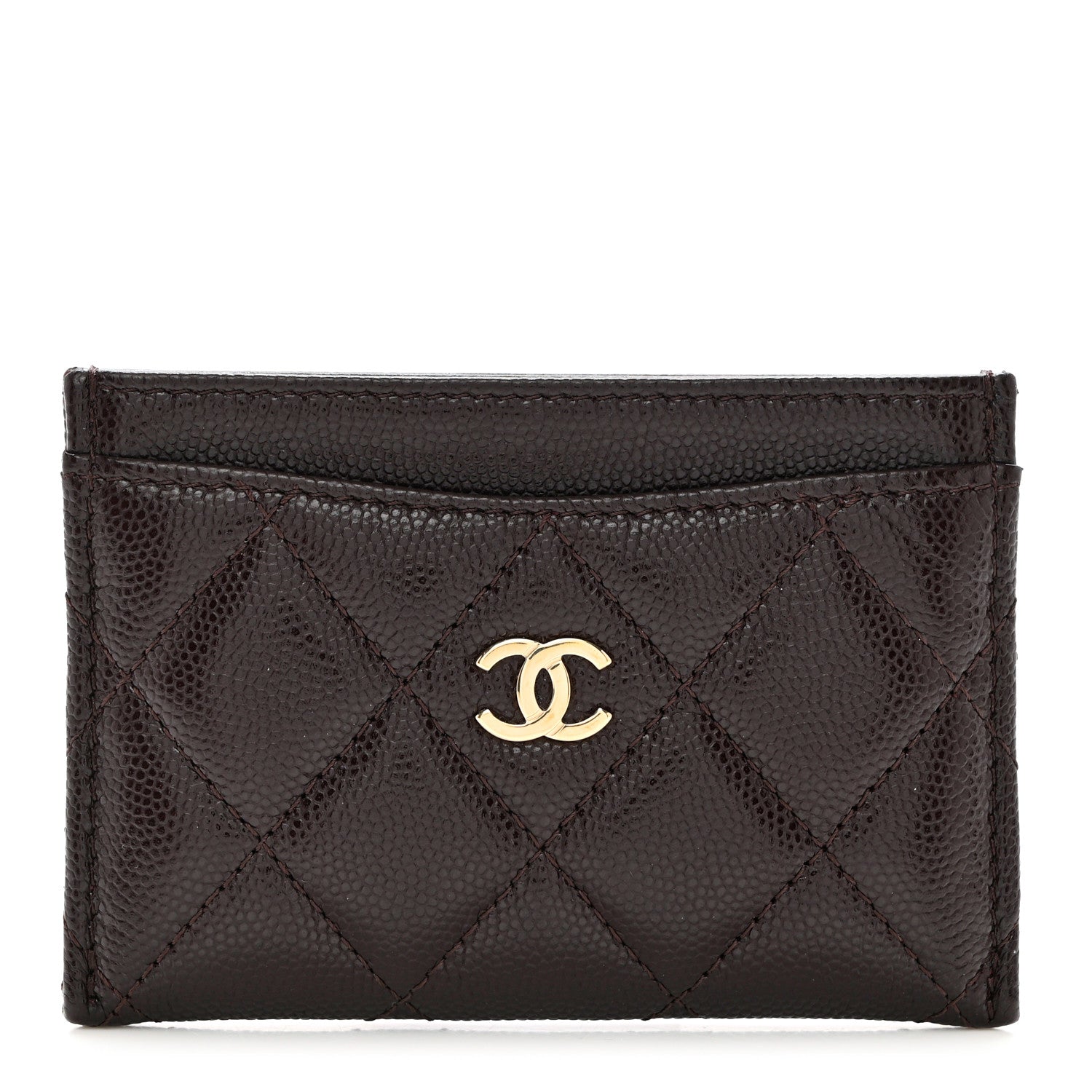 Chanel Caviar Quilted Card Holder Dark Brown 1 of 8