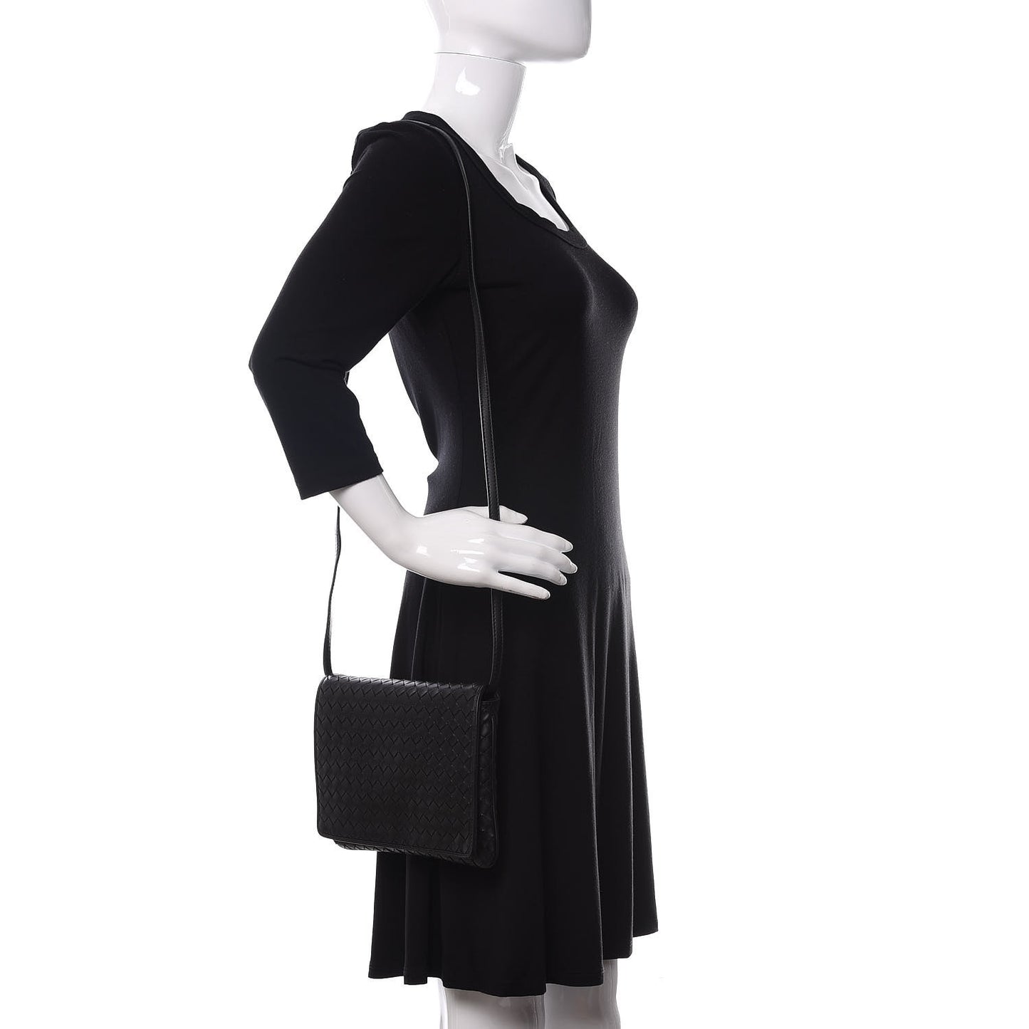 Nappa Intrecciato Flap Crossbody Black