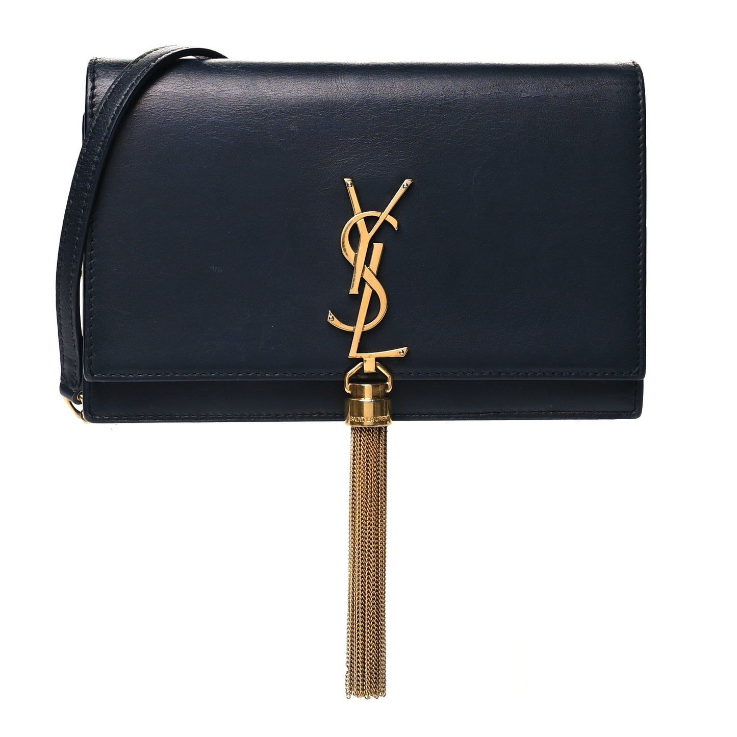 Smooth Calfskin Classic Monogram Kate Tassel Chain Wallet Marine