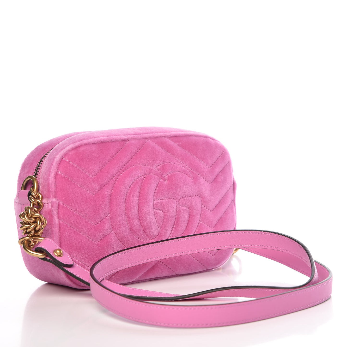Velvet Matelasse Marquise Crystals Mini GG Marmont Chain Shoulder Bag Malva