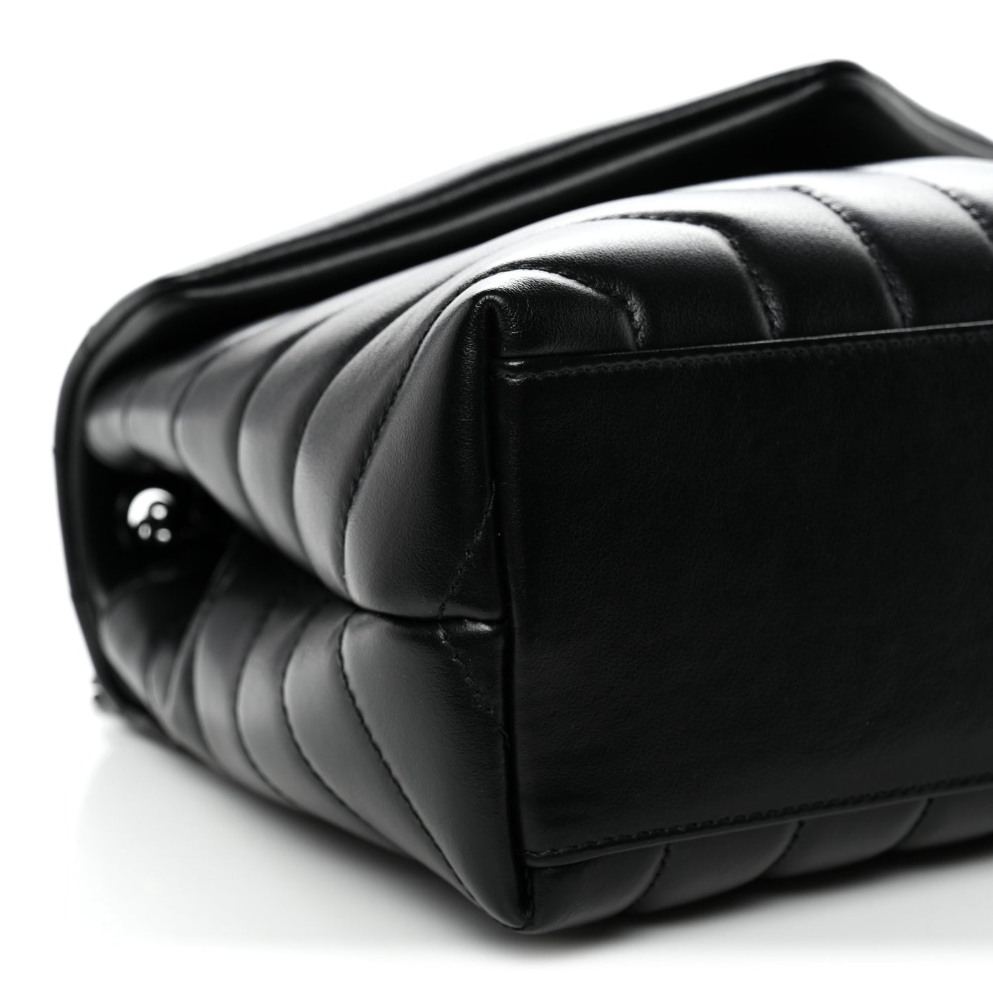 Calfskin Y Quilted Monogram Monochrome Small Loulou Chain Satchel Black Black
