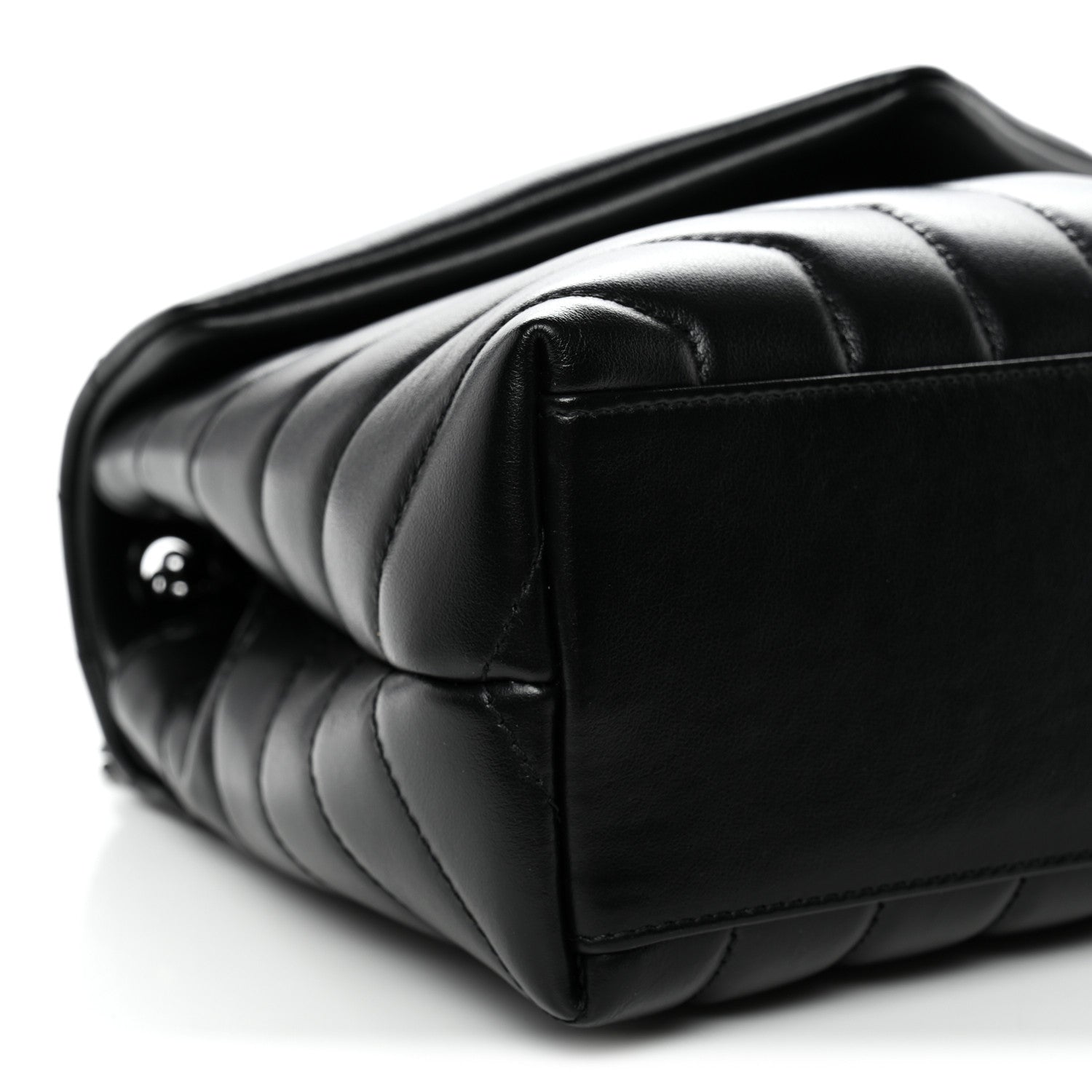 Saint Laurent Calfskin Y Quilted Monogram Monochrome Small Loulou Chain Satchel Black Black 9 of 10