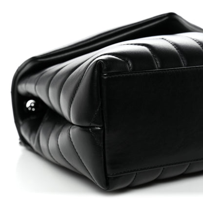 Saint Laurent Calfskin Y Quilted Monogram Monochrome Small Loulou Chain Satchel Black Black 9 of 10