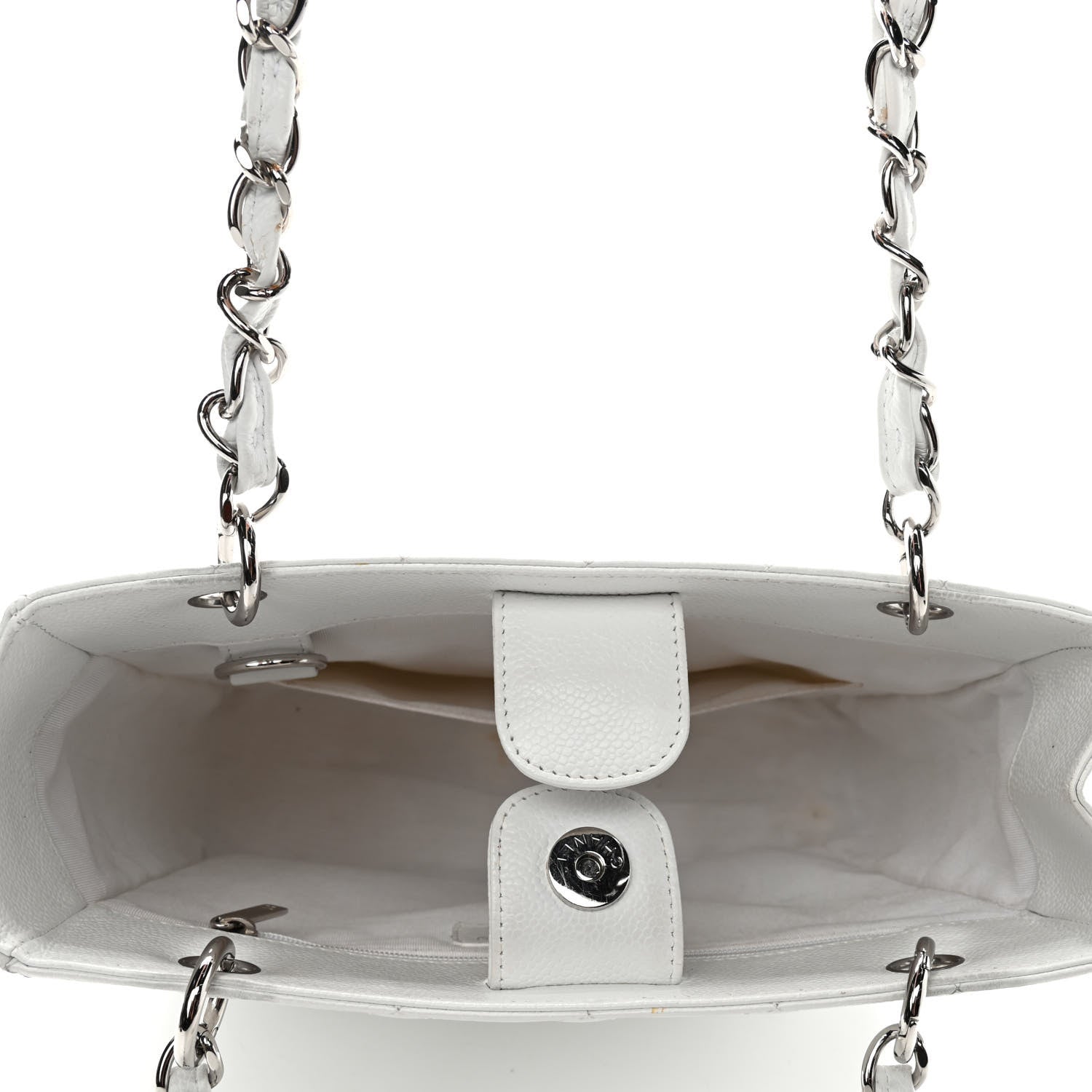 Chanel Caviar Quilted Petit Shopping Tote PST White 4 of 4
