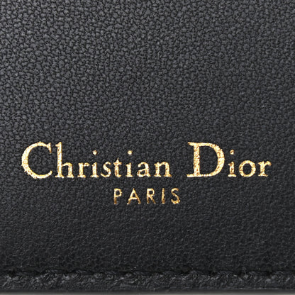 Christian Dior Grained Calfskin Supple Cannage Caro Scarlet Zipped Wallet Black 6 of 7
