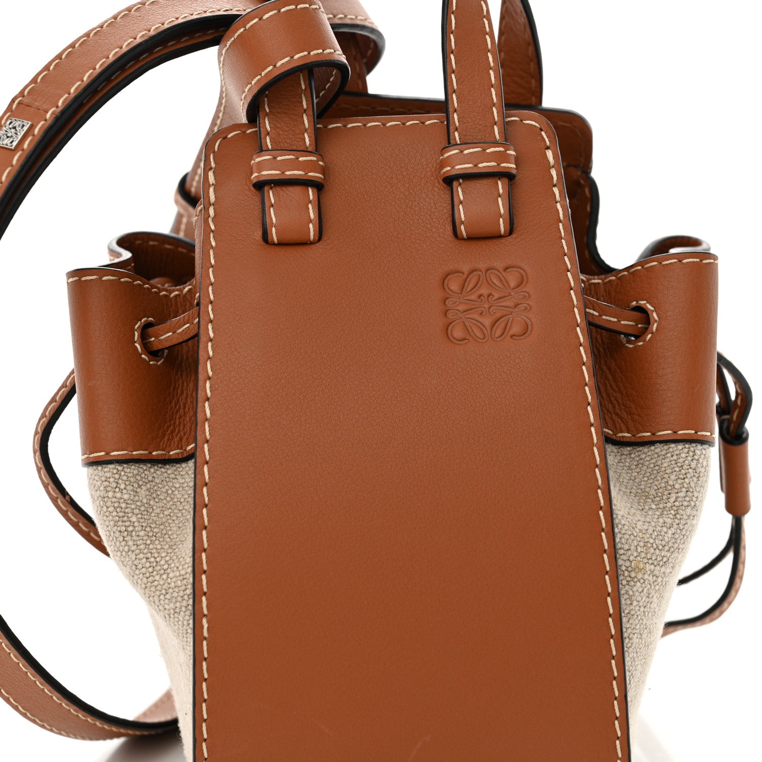 Loewe Calfskin Canvas Mini Hammock Shoulder Bag Natural Tan 8 of 10